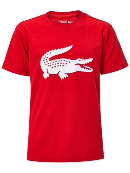  Lacoste Boys SPORT Tennis Technical Jersey Oversized Croc T-Shirt - red