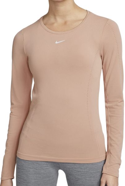Női póló (hosszú ujjú) Nike Dri-Fit Aura Slim Fit Long Sleeve Training Top W - rose whisper/reflective