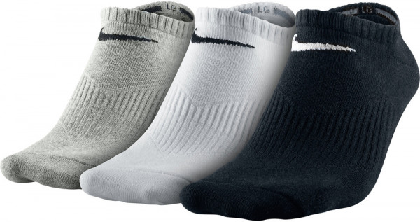  Nike Performance Cotton Lightweight No Show - 3 pary/black/white/grey