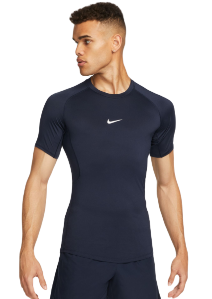Pánske kompresné oblečenie Nike Pro Dri-FIT Tight Short-Sleeve Fitness Top - obsidian/white
