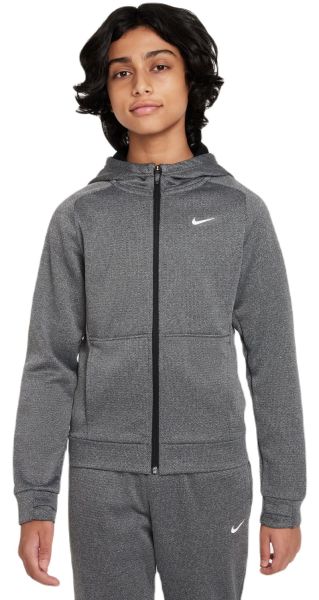 Boys' jumper Nike Therma-FIT Full-Zip Hoodie - black/white