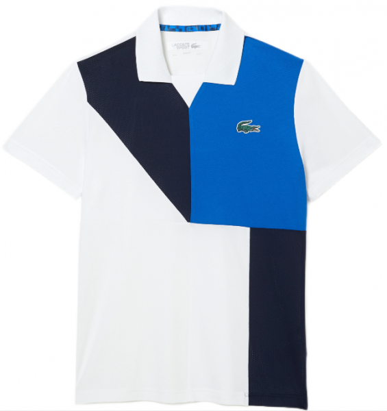 Férfi teniszpolo Lacoste Men's SPORT Colour-Block Ultra-Dry Piqué Tennis Polo - black/blue/white