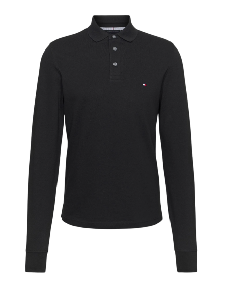 Herren Tennis-Langarm-T-Shirt Tommy Hilfiger 1985 Slim Long Sleeve Polo - black