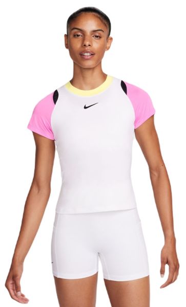 Damen T-Shirt Nike Court Dri-Fit Advantage Top - white/playful pink/black/black