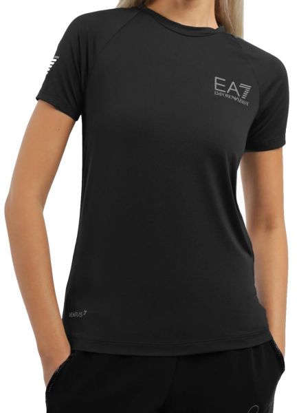 Tenisa T-krekls sievietēm EA7 Woman Jersey T-Shirt - black