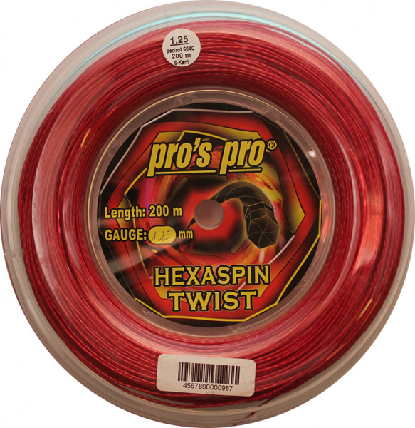 Teniska žica Pro's Pro Hexaspin Twist (200 m) - red
