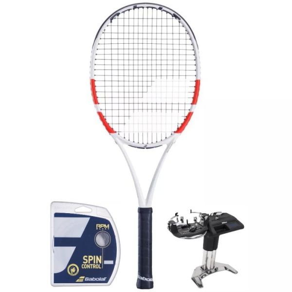 Racchetta Tennis Babolat Pure Strike 100 - white/red/black + corda + servizio di racchetta