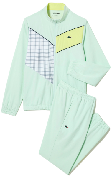 Sportinis kostiumas vyrams Lacoste Stretch Fabric Tennis Sweatsuit - light green/yellow/white