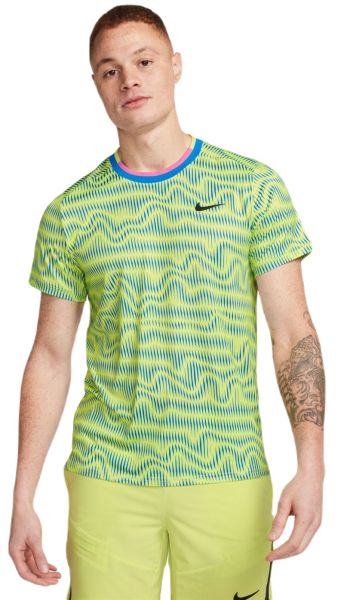 Męski T-Shirt Nike Court Advantage Tennis Top - light lemon twist/light photo blue/black