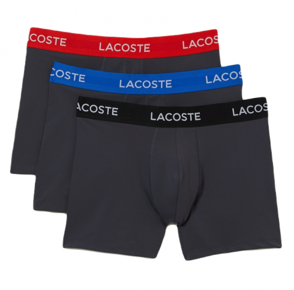 Sporta apakššorti vīriešiem Lacoste Striped Waist Microfiber Trunk 3P - dark grey/red/blue/black