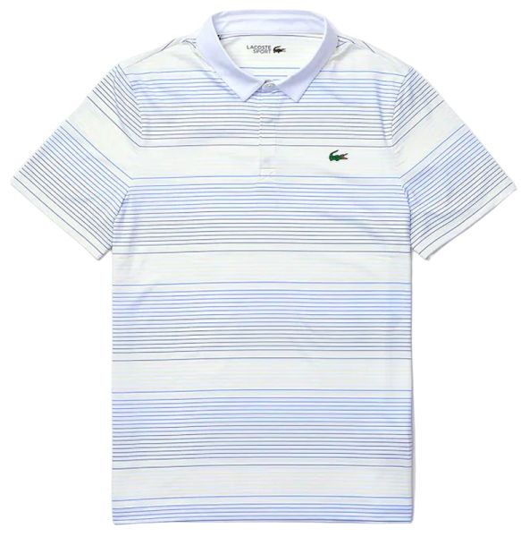  Lacoste Men’s SPORT Coloured Stripes Breathable Stretch Golf Polo Shirt - white