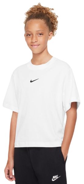 Mädchen T-Shirt Nike Kids Sportswear Essential Boxy T-Shirt - white/black