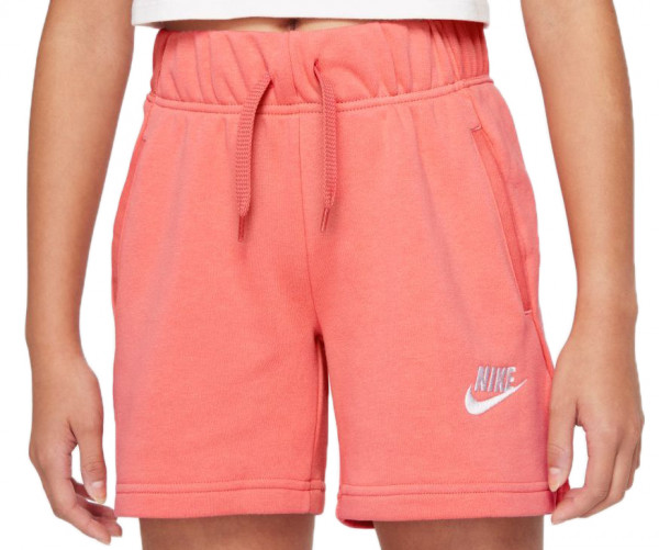 Spodenki dziewczęce Nike Sportswear Club FT 5 Short G - pink salt/white