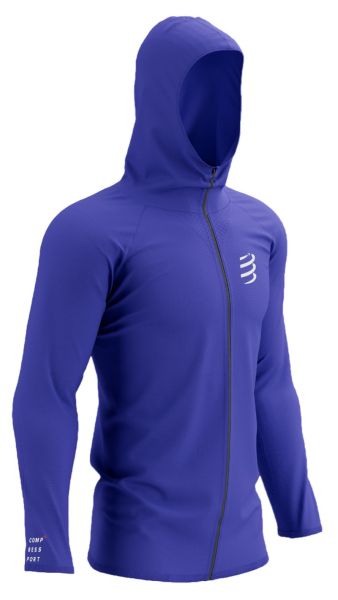 Sweat de tennis pour hommes Compressport 3D Thermo Seamless Zip - Bleu