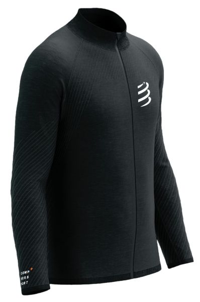 Felpa da tennis da uomo Compressport Seamless Zip - Nero