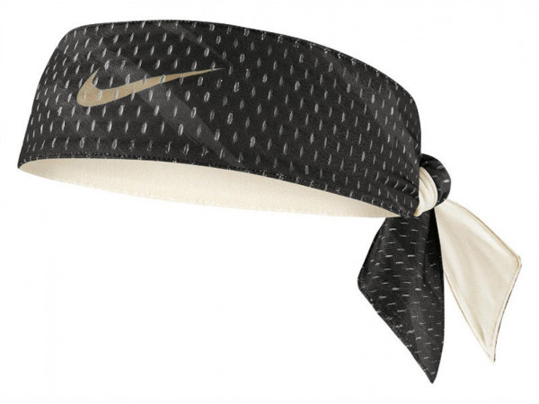 Teniso bandana Nike Dri-Fit Head Tie Reversible M - black/light bone/white