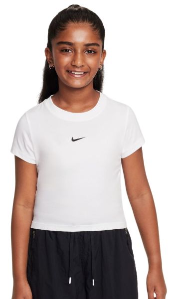 Majica kratkih rukava za djevojčice Nike Girls Sportswear Cropped - Bijel