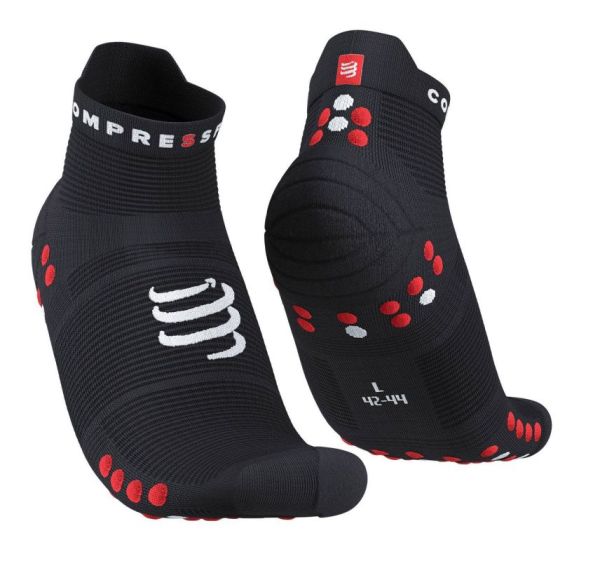 Calcetines de tenis  Compressport Pro Racing Socks v4.0 Run Low 1P - black/red