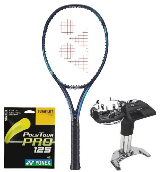 Raqueta de tenis Adulto Yonex New EZONE 100 (300g) - sky blue + cordaje + servicio de encordado