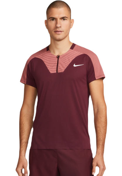 Herren Tennispoloshirt Nike Dri-Fit Advantage Slam Tennis Polo - night maroon/white