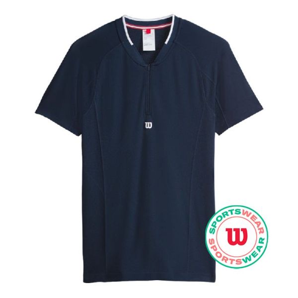 Men's Polo T-shirt Wilson Players Seamless Zip Henley 2.0 - classic navy