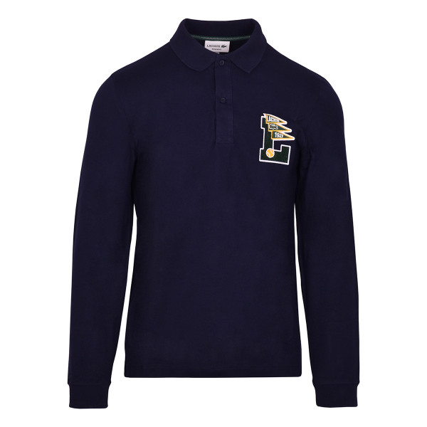  Lacoste Men’s Long Sleeves Badge Cotton Piqué Polo Shirt - navy blue