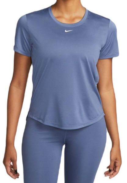Damen T-Shirt Nike Dri-FIT One Short Sleeve Standard Fit Top - Blau, Weiß