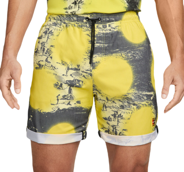 Tenisa šorti vīriešiem Nike Dri-FIT Heritage Print Tennis Shorts - opti yellow
