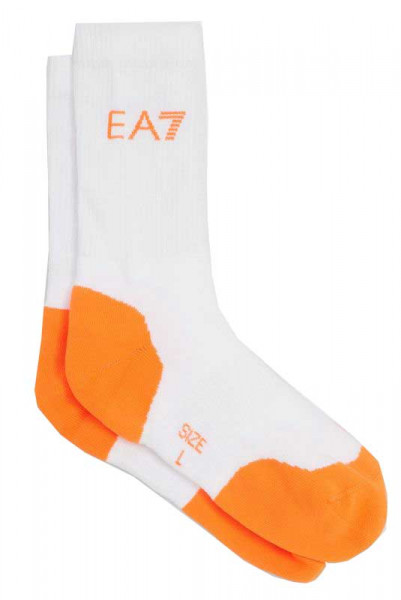 Čarape za tenis EA7 Unisex Knitted Socks 1P - white/orange