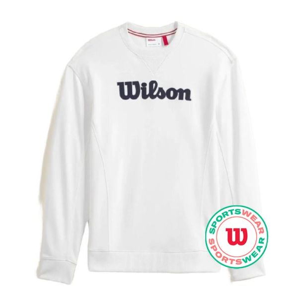 Férfi tenisz pulóver Wilson Parkside Crew - Fehér