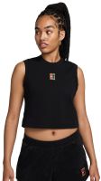 Damen Tennistop NikeCourt Heritage Cropped Tennis Tank Top - Schwarz