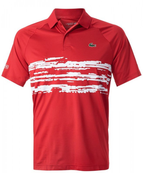  Lacoste Men's SPORT Novak Djokovic Stretch Print Jersey Polo - red/white