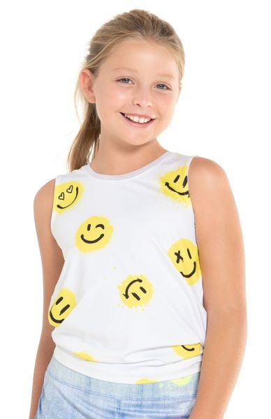 Girls' T-shirt Lucky in Love Novelty Print Smiles For Miles Tie Back Tank - multicolor
