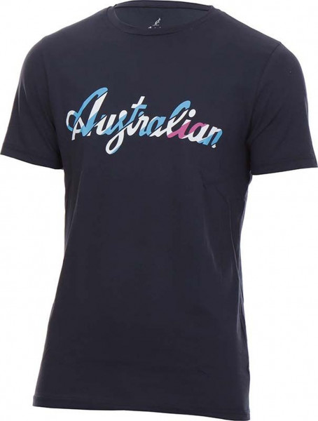 Herren Tennis-T-Shirt Australian T-Shirt Cotton Printed - blu navy