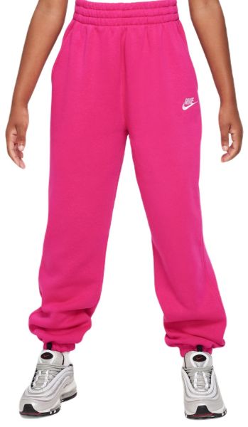 Girls' trousers Nike Sportswear Club Fleece - fireberry/fireberry/white