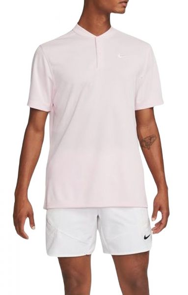 Herren Tennispoloshirt Nike Men's Court Dri-Fit Blade Solid Polo - Rosa, Weiß