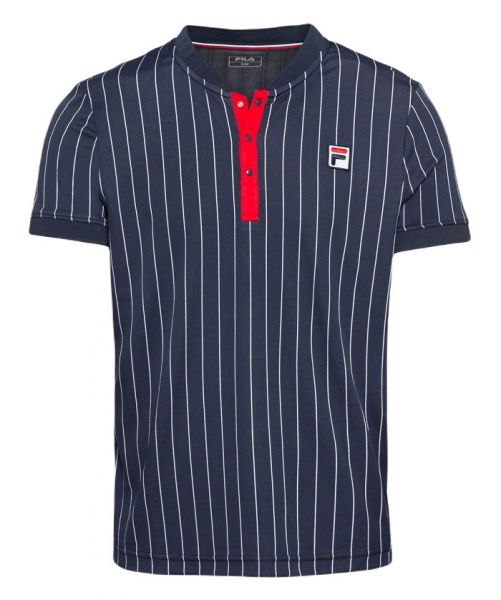  Fila T-Shirt Stripes Button M - peacoat blue/white