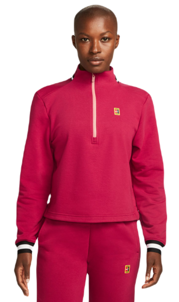 Női tenisz pulóver Nike Court Dri-Fit Heritage Fleece - noble red/red stardust