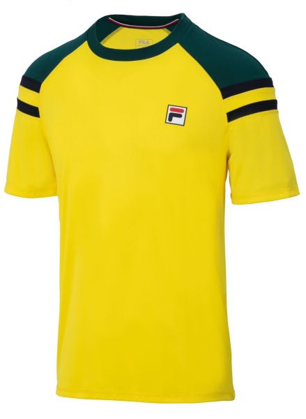 Herren Tennis-T-Shirt Fila T-Shirt Frankie - buttercup/deep teal/fila navy
