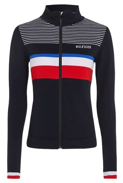 Damen Tennissweatshirt Tommy Hilfiger Global STP Seamless Zip Up Long Sleeve - navy