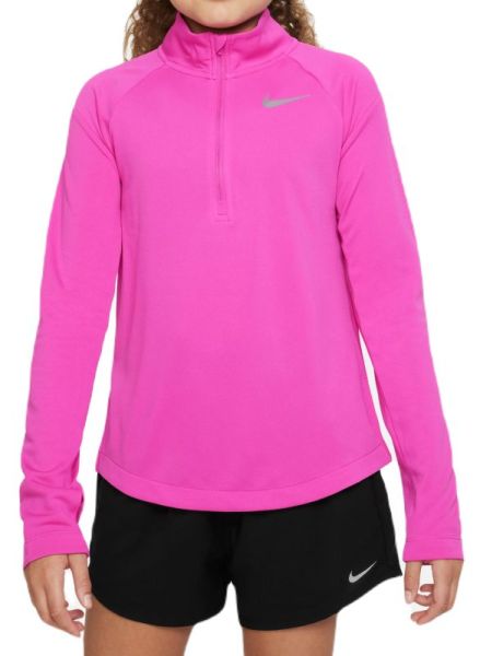 Majica kratkih rukava za djevojčice Nike Dri-Fit Long Sleeve Running Top - active fuchsia