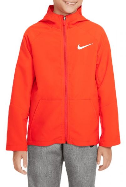 Jungen Sweatshirt  Nike Dri-Fit Woven Training Jacket - picante red/picante red/white