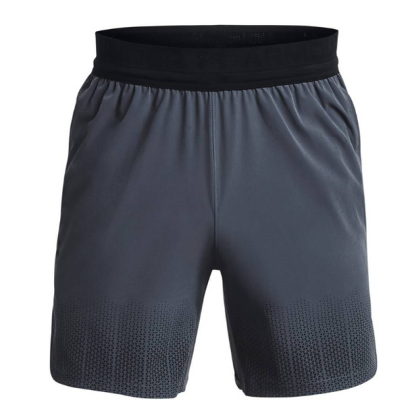 Herren Tennisshorts Under Armour Men's UA Armor Print Peak Woven Shorts - gray/black