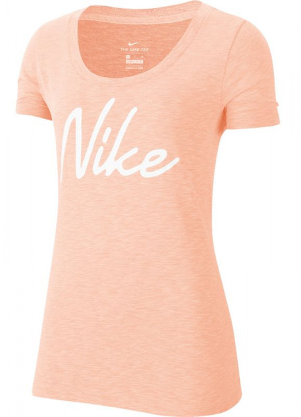  Nike Dri-Fit Women Scoop Logo Tee - washed coral/heather/white