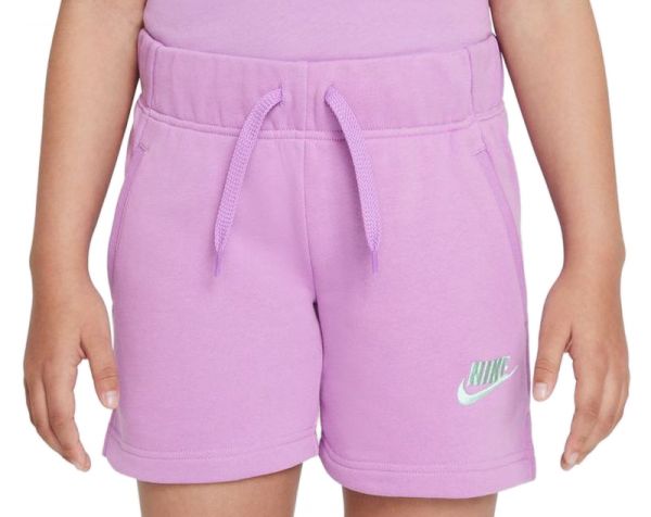 Spodenki dziewczęce Nike Sportswear Club FT 5 Short G - violet shock/mint foam
