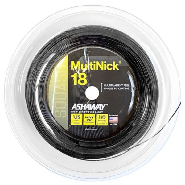 Squash húrok Ashaway MultiNick 18 (110 m) - black