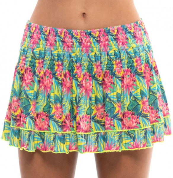 Falda de tenis para mujer Lucky in Love Novelty Print Sub Tropic Smocked Skirt Women - multi