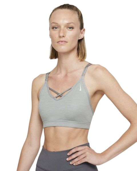 Topp Nike New York Indy Strappy Bra W - particle grey/pure/platinum