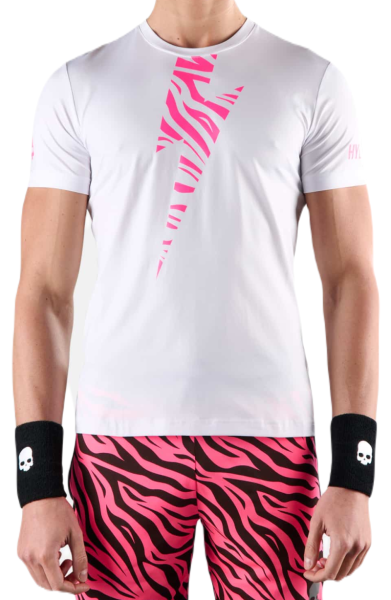 Teniso marškinėliai vyrams Hydrogen Tiger Tech T-Shirt - white/fuchsia fluo