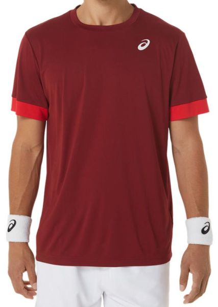 Herren Tennis-T-Shirt Asics Court Short Sleeve Top - beet juiced/classic red
